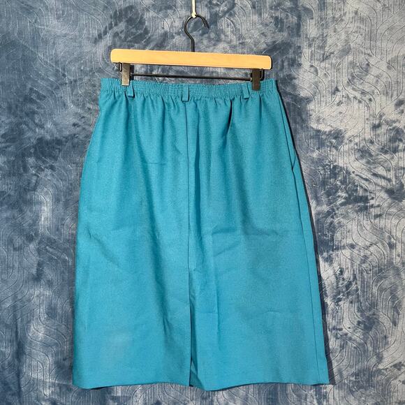 Vintage Classic Collection Teal Midi Skirt Made In USA Womans Size 16 - Picture 3 of 6